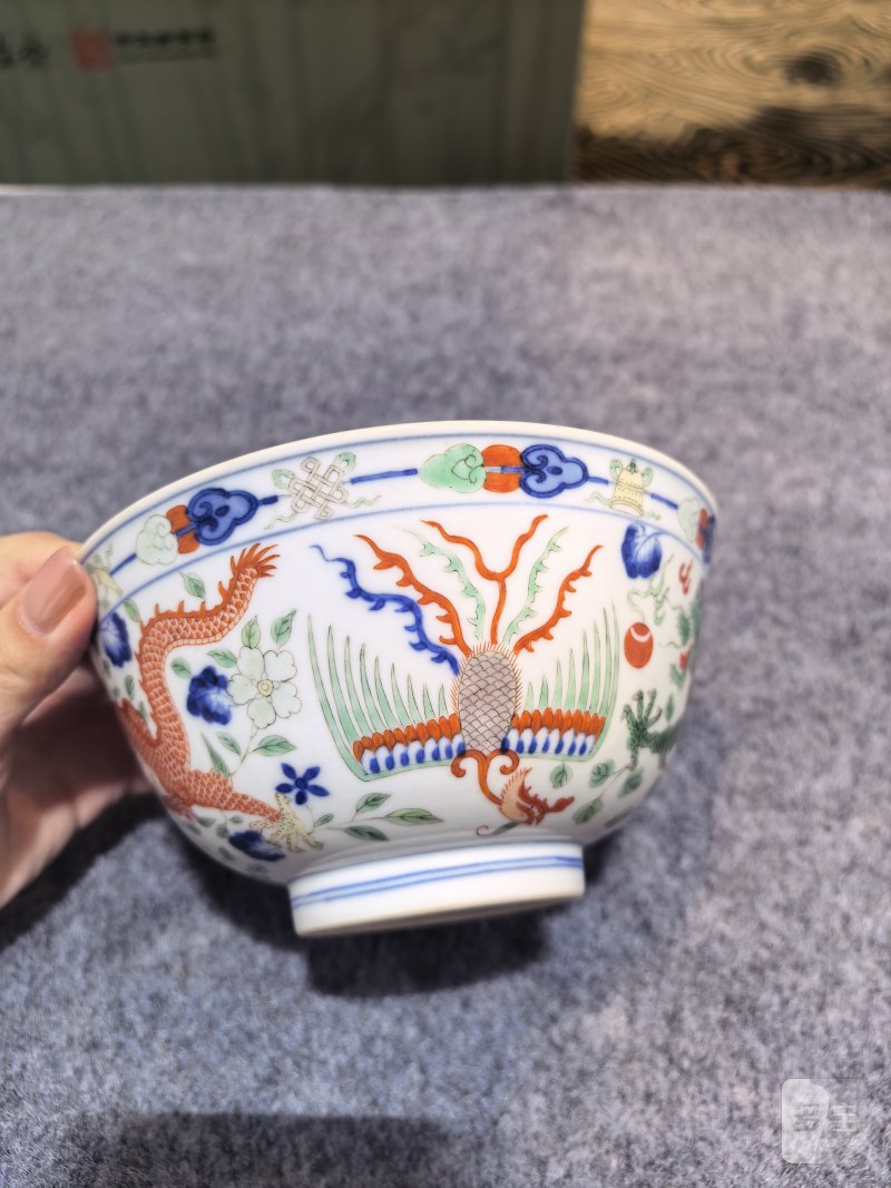 清道光 五彩龙凤纹碗 - 图10